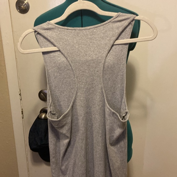 Grey T-Shirt Dress Lg w/Racer back pit to pit 18” length shoulder to hem 44” - Picture 5 of 5
